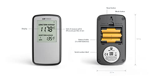 Airthings Corentium Home Radon Detector 223 Portable, Lightweight, Easy-to-Use