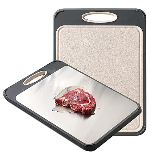 Cutting Board Double Sided, GUANCI Large Size 16”×11”, 304 Stainless Steel Cutting Board