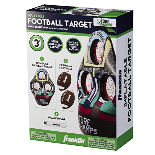 Franklin Sports Kids Football Target Toss Game - Inflatable Football Throwing Target Toy with Soft Mini Footballs - Fun Kids Football