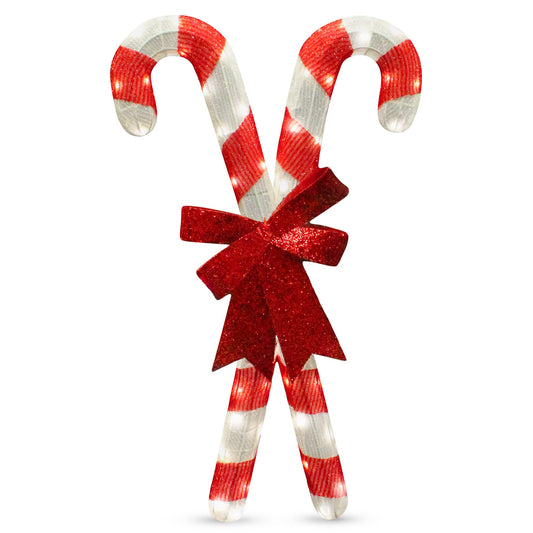 JOIEDOMI Christmas Candy Canes Tinsel Yard Light