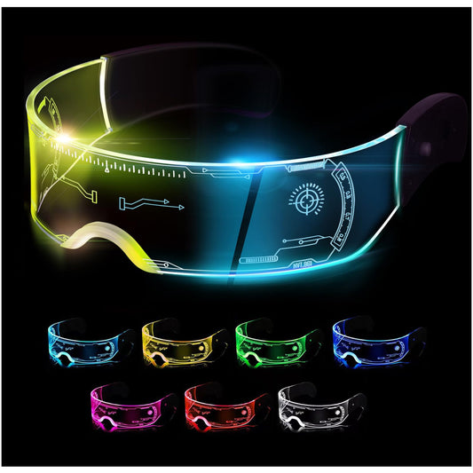 Led Glasses Light Up Glasses Led Visor Glasses 7 Colors and 4 Modes, Cyberpunk Glasses