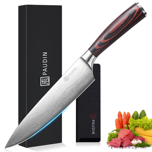 Chef Knife, 8 Inch High Carbon Stainless Steel Sharp Kitchen Knife with Ergonomic Handle