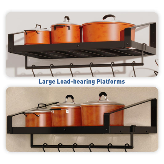 X-cosrack Hanging Pot Rack Set of 2,Wall Mounted Pot Holders for Kitchen Storage