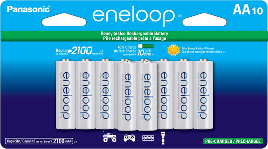 Eneloop Panasonic BK-3MCCA10FA AA 2100 Cycle Ni-MH Pre-Charged Rechargeable Batteries