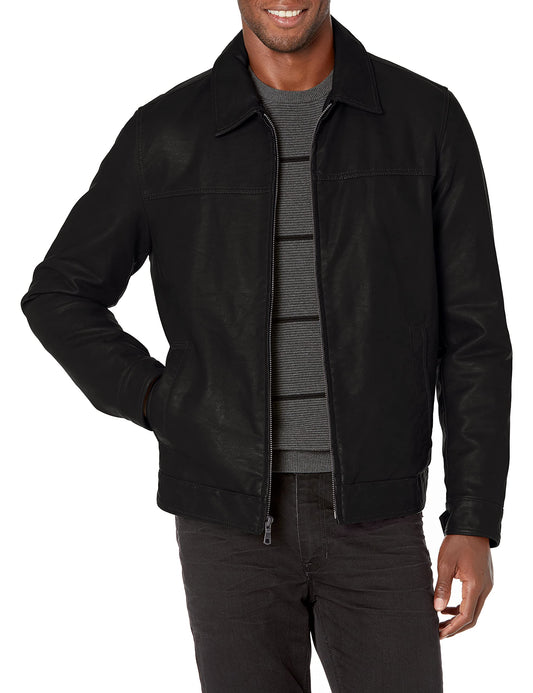 Tommy Hilfiger Men's Classic Faux Leather Jacket, black, Large