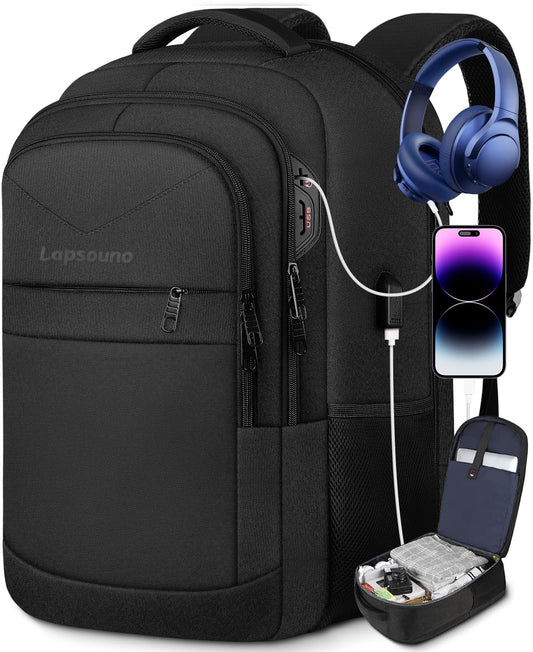 Lapsouno Travel Backpack, Large Carry on Backpack, 17 Inch Laptop Backpack