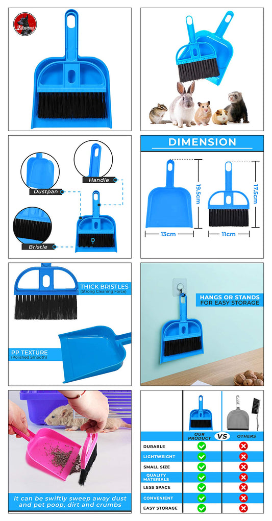 Mini Broom and Dustpan Set - Compact Cleaning Kit for Home, Car, Pet